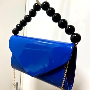 Women’s vinyl navy blue handbag NWOT
